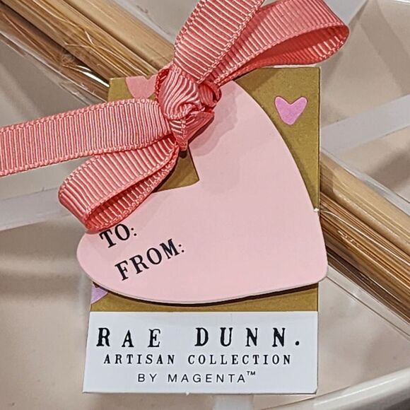 Rae Dunn Set of 2 Heart Shaped Ceramic Ramen‎ Noodle Bowl With Chopsticks NEW - Picture 5 of 16